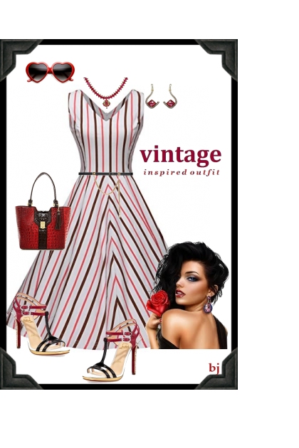 Striped Vintage Dress- Modna kombinacija