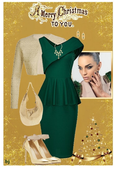 Green and Gold Christmas- Combinazione di moda