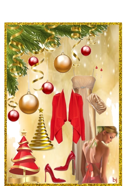 Red and Gold Christmas- Combinazione di moda