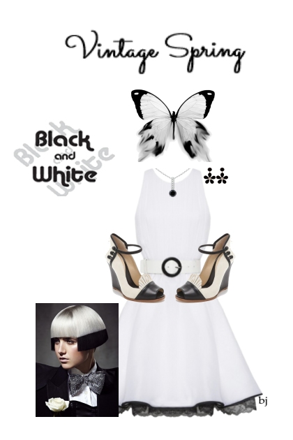 Vintage Spring in Black and White- Fashion set