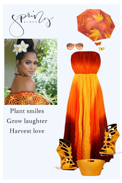 Plant Smiles, Grow Laughter, Harvest Love- combinação de moda
