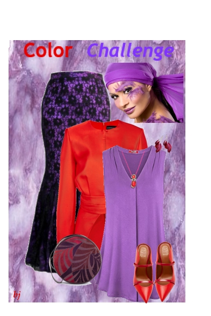 Color Challenge--Red and Purple- Combinaciónde moda