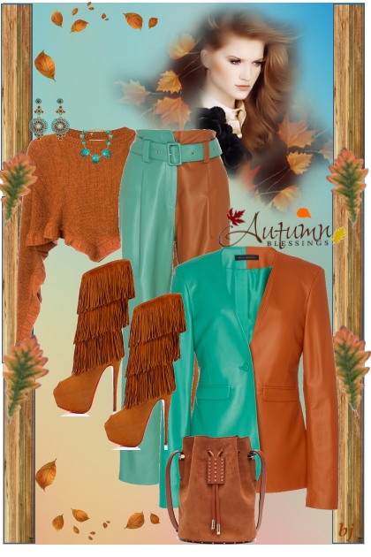 Teal and Caramel Autumn- Fashion set