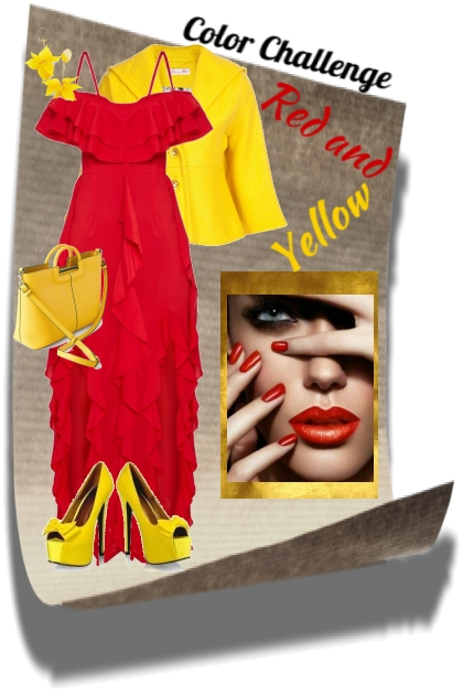Color Challenge--Red and Yellow- combinação de moda