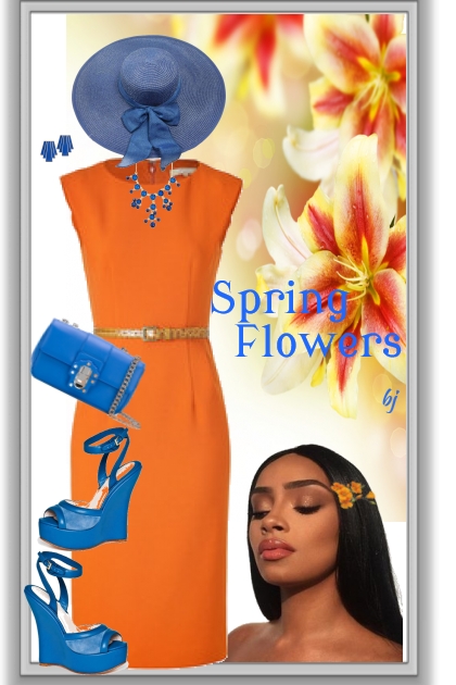 Blue and Orange-Spring Flowers