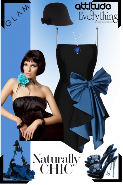 Glam in Black and Blue- combinação de moda