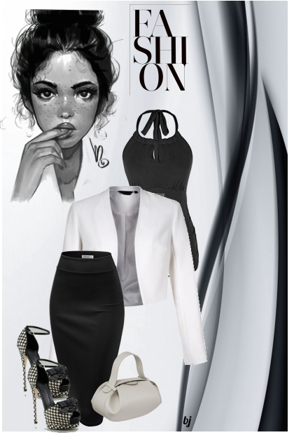 Suited in Black and White- Combinazione di moda