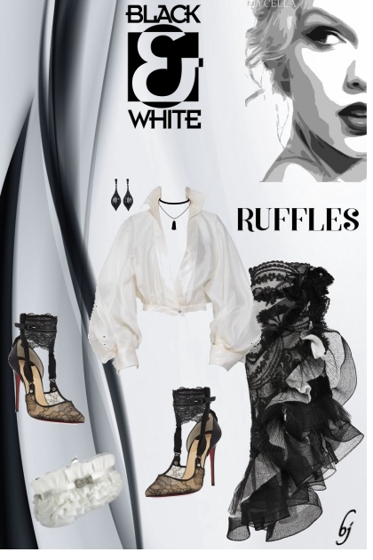Ruffles in Black and White- Combinaciónde moda
