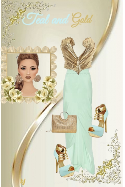 Teal and Gold- combinação de moda