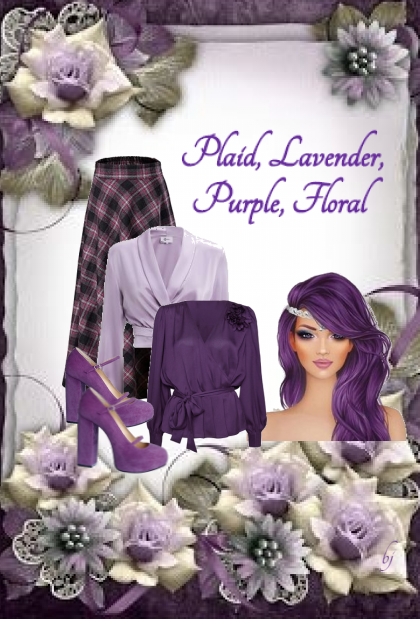 Plaid, Lavender, Purple, Floral- Combinaciónde moda