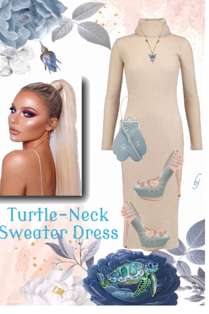 Turtle-Neck Sweater Dress- Modna kombinacija