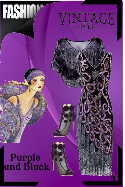Vintage Purple and Black- Fashion set