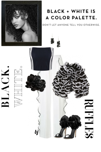 Black and White Ruffles- combinação de moda
