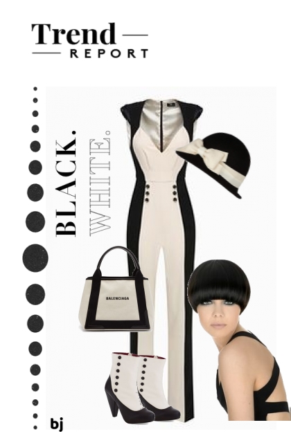 The Trend Report--Black and White Jumpsuit- Combinazione di moda