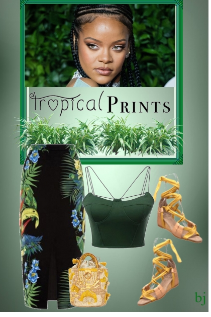 Tropical Print Skirt- combinação de moda