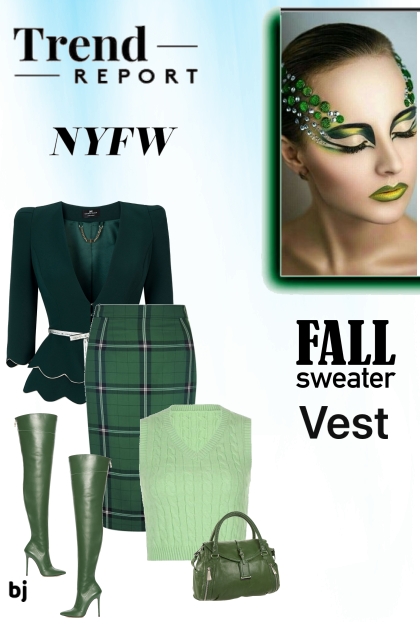 NYFW Fall Sweater Vest- Модное сочетание