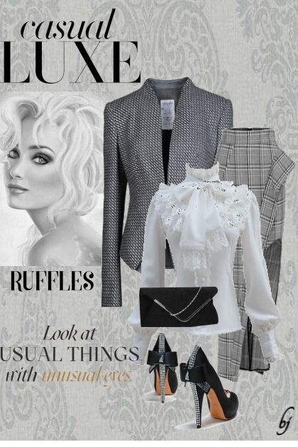 Casual Luxe--Ruffles- Fashion set