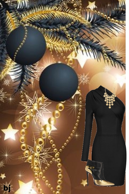 Black and Gold at Christmas- Fashion set