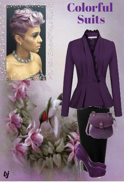 Colorful Suits--Purple and Black- combinação de moda