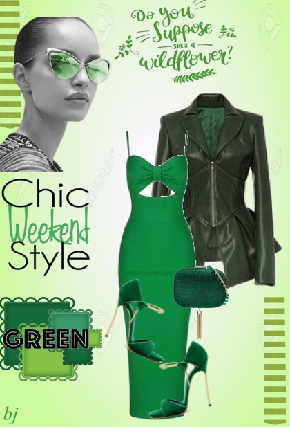 Chic Weekend Style in Green- Modna kombinacija