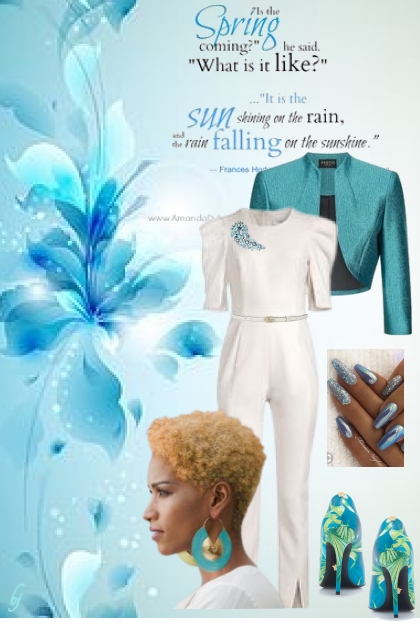 Teal and White for Spring- Combinazione di moda