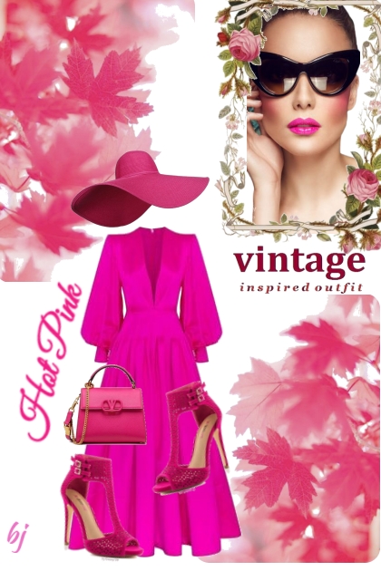  Vintage Inspired Hot Pink Outfit- Combinaciónde moda