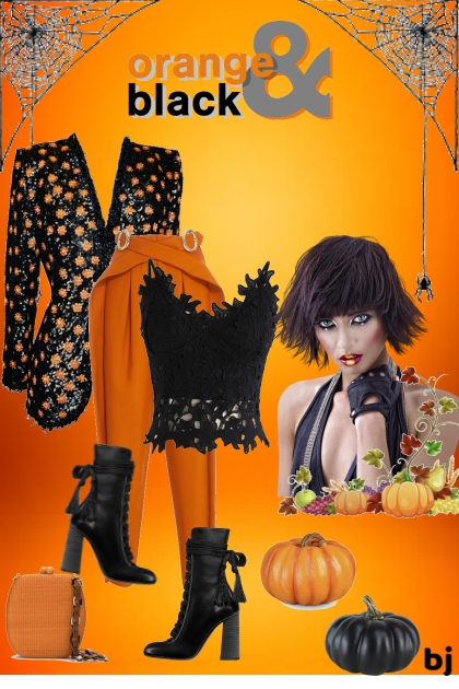 Orange and Black Season- Combinazione di moda