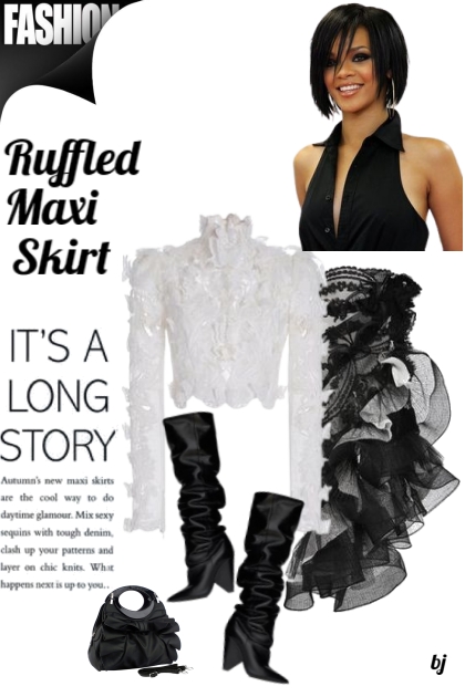 Ruffled Maxi Skirt- Modna kombinacija