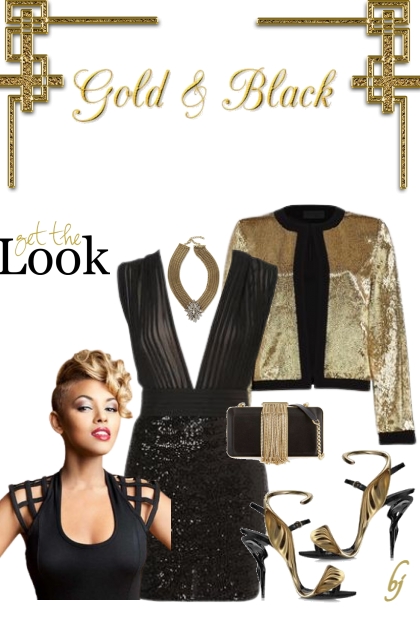 Gold and Black Sequins- combinação de moda
