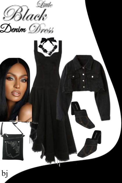 Little Black Denim Dress- combinação de moda