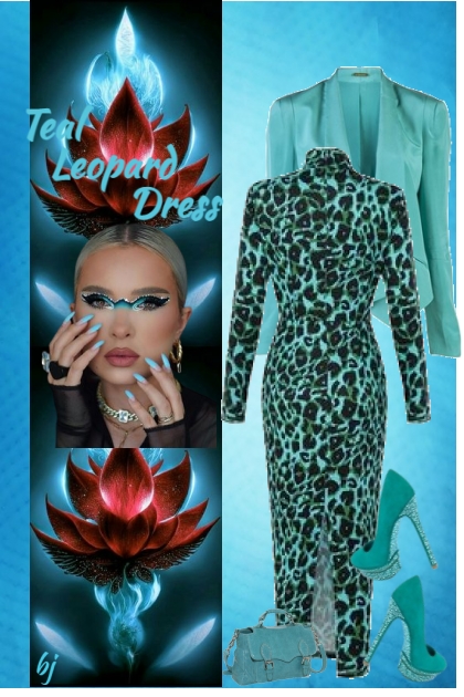 Teal Leopard Dress- Modna kombinacija