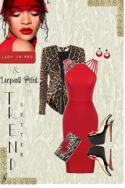 Lady in Red and Leopard Print
