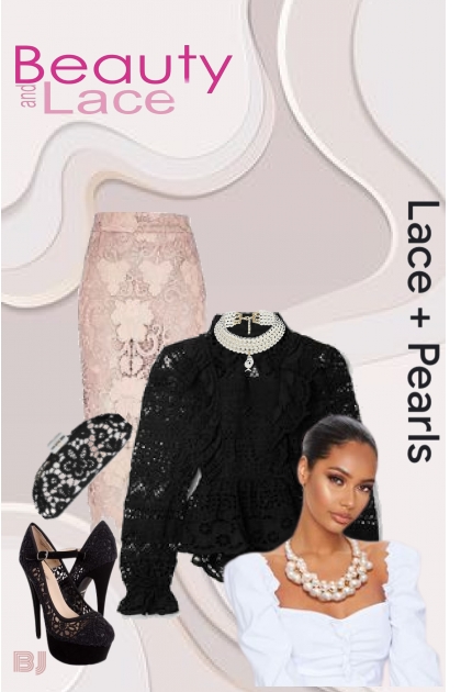 Beauty, Lace, Pearls- Fashion set