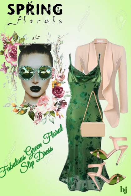 Fabulous Green Floral Slip Dress- Combinazione di moda