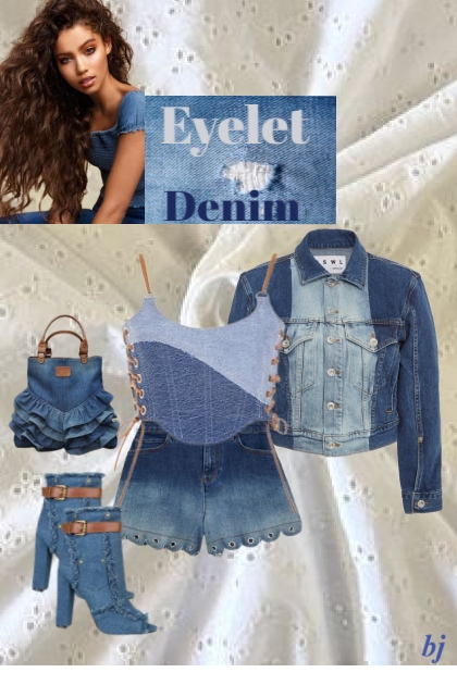 Eyelet Denim Top and Shorts- Fashion set