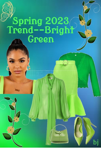 Spring 2023 Trend--Bright Green- combinação de moda