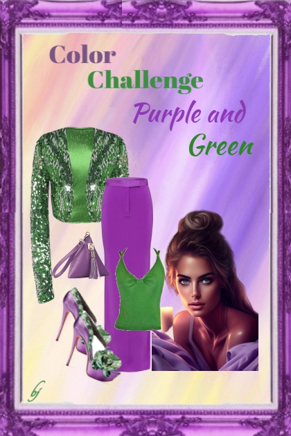 Color Challenge--Purple and Green- Modna kombinacija