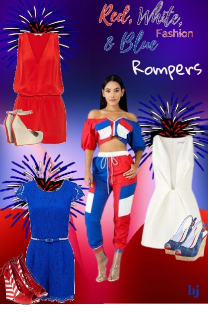 Red, White and Blue Fashion-Rompers- Fashion set
