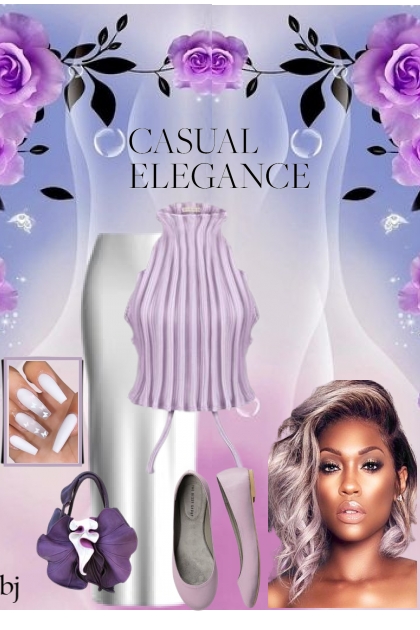 Casual Elegance in Lavender and White- Combinaciónde moda