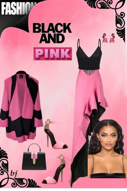 Pink and Black Color Combo- Fashion set
