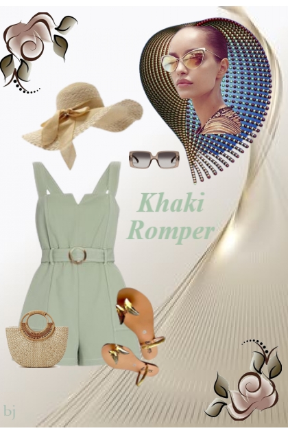 Khaki Romper- combinação de moda