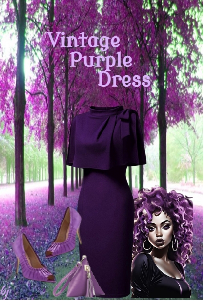 Vintage Purple Dress- combinação de moda