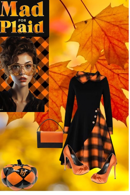 Mad for Plaid in Black and Orange- Fashion set