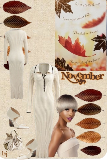 November Fashion Fiesta-White Sweater Dress- Combinazione di moda