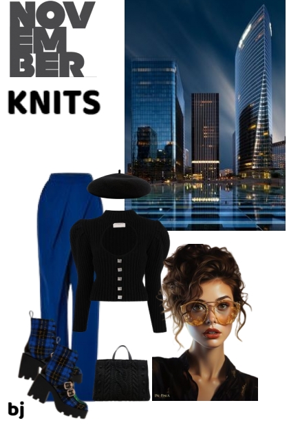 November Knits in Black and Blue- Modna kombinacija