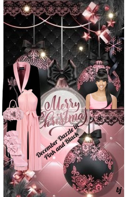 December Dazzle in Pink and Black- combinação de moda