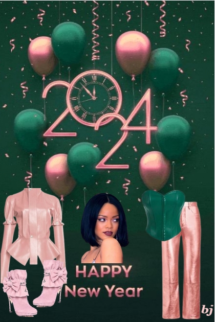 Pink and Green New Year- Fashion set
