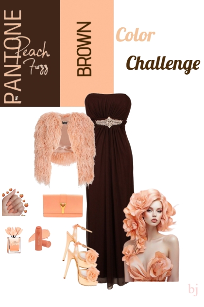 Color Challenge--Peach Fuzz and Brown- Modna kombinacija