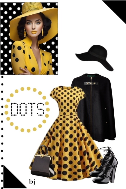 Yellow with Black Dots- combinação de moda