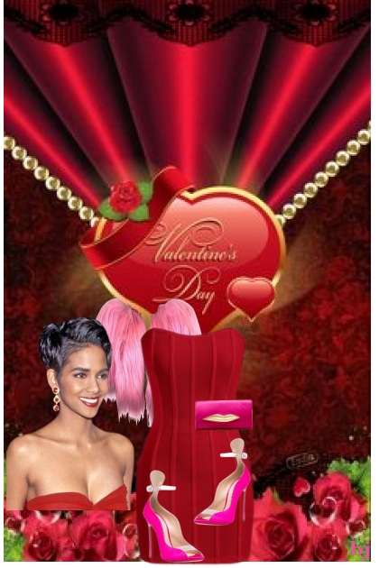 Pink and Red Valentine Look- Combinaciónde moda